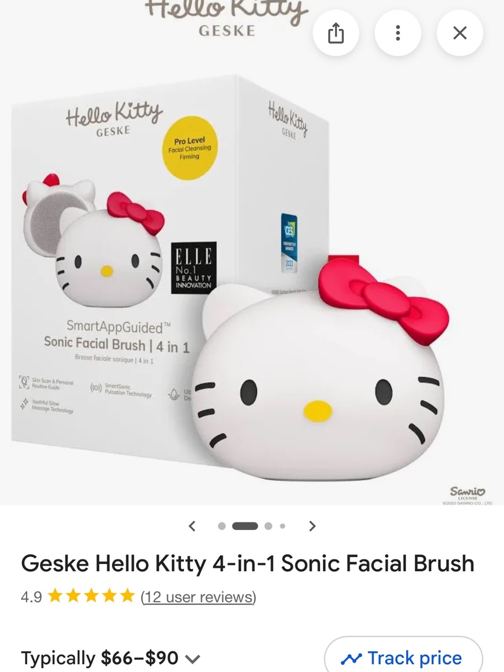 Hello Kitty White & Pink Sonic Facial Brush - 4-in-1 Cleansing